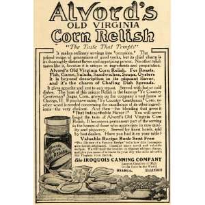   Virginia Corn Relish Iroquois Food   Original Print Ad