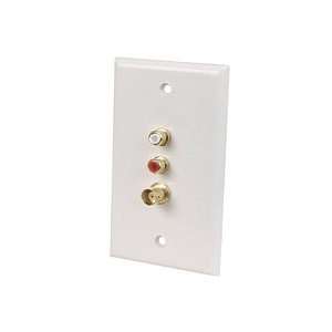 White Wall Plate with RCA Stereo Jacks and BNC Jack Jack to Solder 