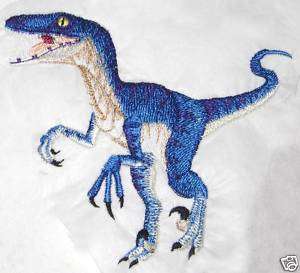 Epic Blue Velociraptor Raptor Dinosaur Iron on Patch  