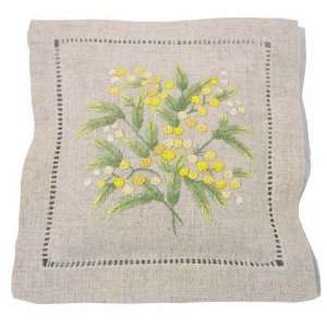  Mimosa hand embroidered hemstitched natural square French 