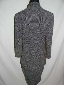 John Collection Santana Knit Herringbone Style Skirt Jacket Suit Sz 10 