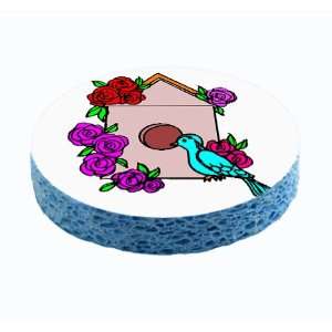  Birdhouse and Roses Unique Kitchen Sponge