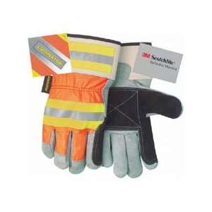 Luminator Hi Vis Leather Double Palm with Reflective Stripes and 
