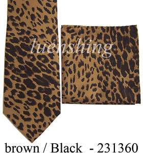 New Leopard animal print polyester neck tie set brown  