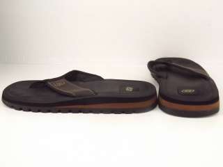 Mens shoes dark brown leather comfort Skechers 12 M flip flop sandal 