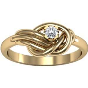  18K Yellow Gold Diamond Love Knot Ring   0.08 Ct. Jewelry