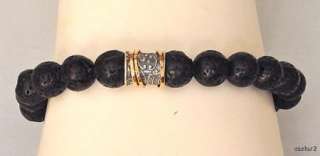 DAVID TISHBI Black Lava Gold Spinner Stretch Bracelet  