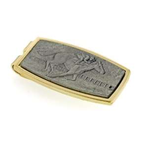   plated and silver plated horse and jockey money clip. Made in the USA