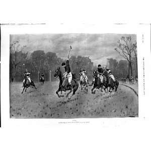   Antique Print Sport Polo Ponies Horses Jockeys Game