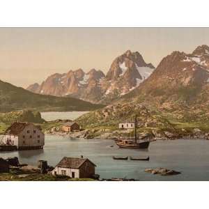  Vintage Travel Poster   Raftsund Lofoten Digermulen Norway 