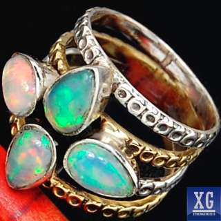 two tone ethiopian opal 925 silver ring us size 6 total weight 5 8 