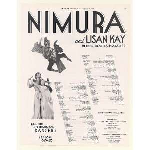  1939 Dancers Nimura and Lisan Kay World Appearances Print 