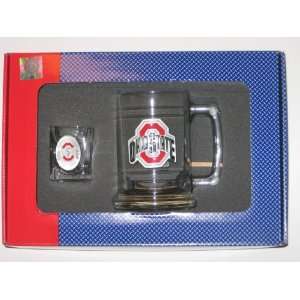 OHIO STATE BUCKEYES Team Logo Glass Tankard Mug & Shot Glass 