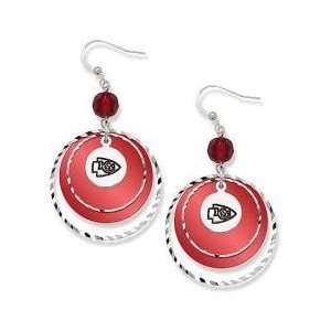  NFL Kansas City Chiefs Game Day Earrings W/ Red Beads 