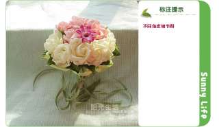 23cm 9.1 DIAMETER WHITE PINK ARTIFICIAL SILK WEDDING BRIDAL ROSE 