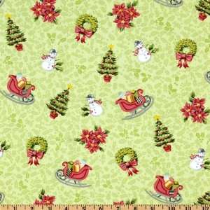  44 Wide Tis the Season Christmas Toss Green Fabric By 