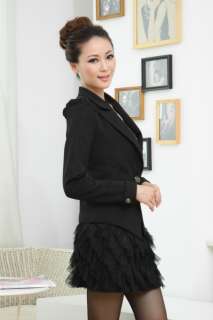 Fashion Korean Women One Button Long Sleeve Shrug Suit Jacket Coat L 