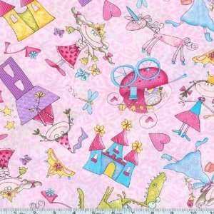  45 Wide Fairy Princess Fairytale Pink Fabric By The Yard 