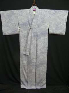 Light Purple Chirimen ji EDO KOMON Kimono H39  