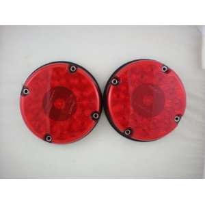    Red LED 7 Round Bus Truck Stop Turn Brake Tail Lights Automotive