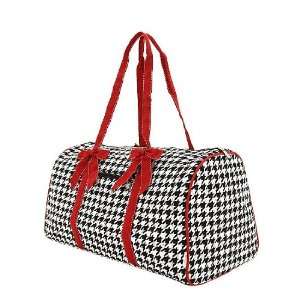  Quilted Houndtooth Large Duffle Bag Red 