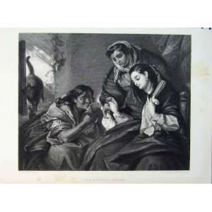   Fortune Teller C1865 Woman Cards Aniaue Print Knolle
