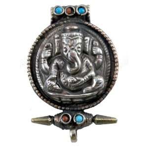  White Metal Ganesh Pendant, Ganesha Pendant, Prayer Box 