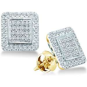  10k Yellow and Rose Gold Round Pave Set Diamonds in Square 