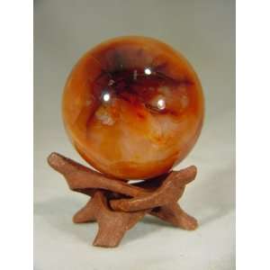  2 Carnelian Agate Sphere Lapidary Gemstone Orb with Stand 