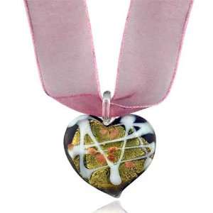  Purple Gold Foil Heart Murano Glass Gift Fashion Jewelry 