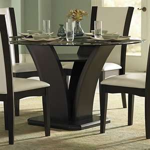   710 54 Daisy Round Glass Top Dining Table, Espresso