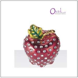 Jewelry Trinket Box with Crystal   Apple Design 