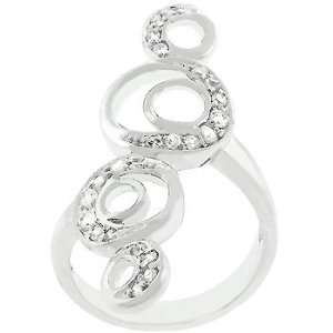   Rhodium Faces Of The Moon Bonded Quadruple Circle Ring   Size 05