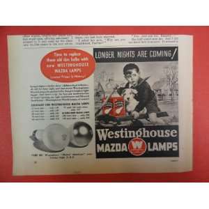  Westinghouse Mazda Lamps, 1940 Print Ad (dog/boy/wagon 