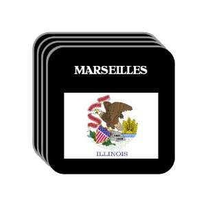  US State Flag   MARSEILLES, Illinois (IL) Set of 4 Mini 