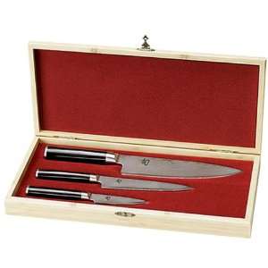  Shun Classic Japanese Style 3 Piece Damascus Blade Knife 