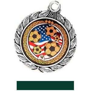 Eagle Mylar Custom Soccer Medal Ribbon 8501 SILVER MEDAL/HUNTER RIBBON 