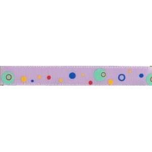  5 Yards 3/8 Printed Satin Ribbon   Lilac Bubbles and Dots 