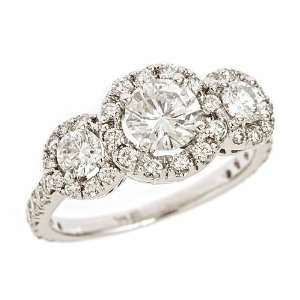 14K White Gold 3 Three Stone Diamond Engagement Ring Certified $6500 