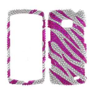    LG Ally VS740  Hot Pink & Silver Zebra Skin Full Diamond Xtreme 