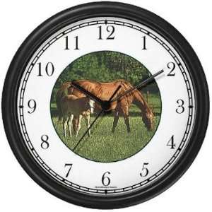   Mare & Foal Horses (JP6) Wall Clock by WatchBuddy Timepieces (White