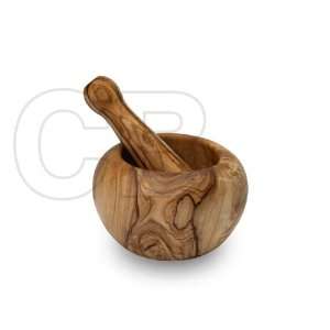  Olive wood handcrafted mortar and pestle 