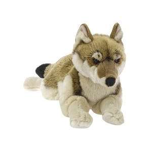  FAO Schwarz 18 inch Wolf Plush   Grey Toys & Games