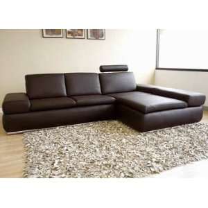    Champagne 2 Piece Brown Leather Sofa Sectional