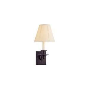  Studio Single Swing Arm Sconce in Bronze with Linen Shade 