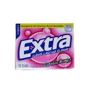 Extra Classic Bubble Gum, 15 Stick Slim Packs (Pack of 20)