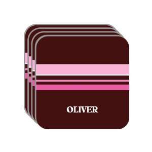 Personal Name Gift   OLIVER Set of 4 Mini Mousepad Coasters (pink 