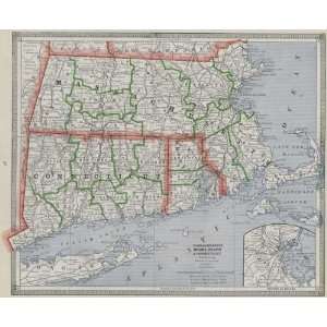   Map of Massachusetts, Connecticut, Rhode Island