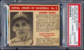 1950 Royal Desserts #5 Warren Spahn PSA Authentic (Only encapsulated 