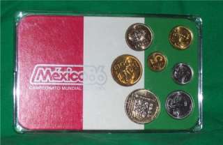 MEXICO 1986 COINAGE COINS COIN FUTBOL SOCCER PROOF SET  